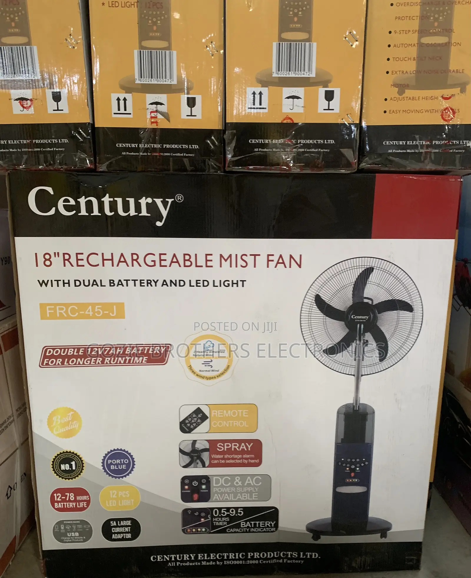 Century 18” Mist Rechargeable Standing Fan FRC-45j