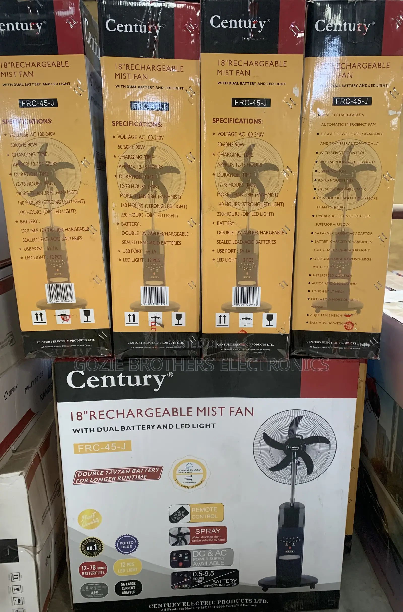 Century 18” Mist Rechargeable Standing Fan FRC-45j