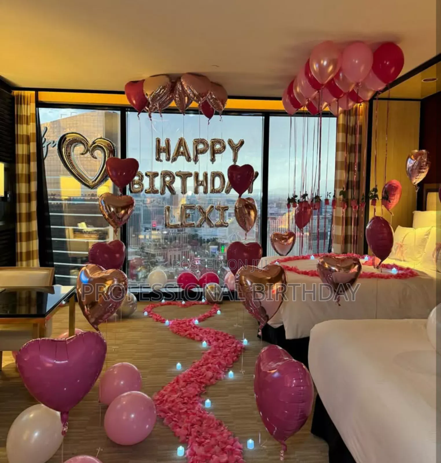 Lagos Surprise Birthday Room Set Up Balloons Saxophonist