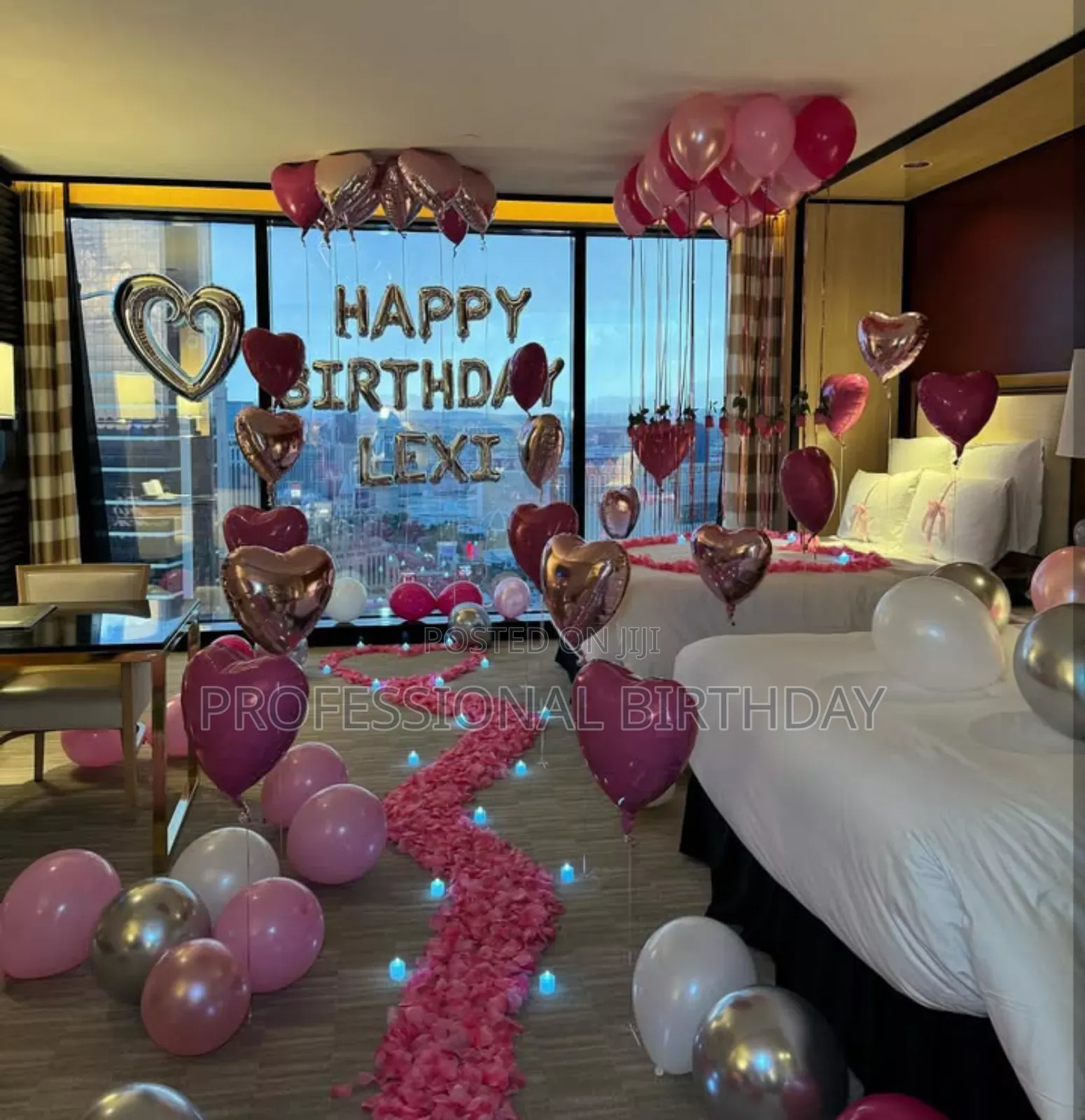 Lagos Surprise Birthday Room Set Up Balloons Saxophonist