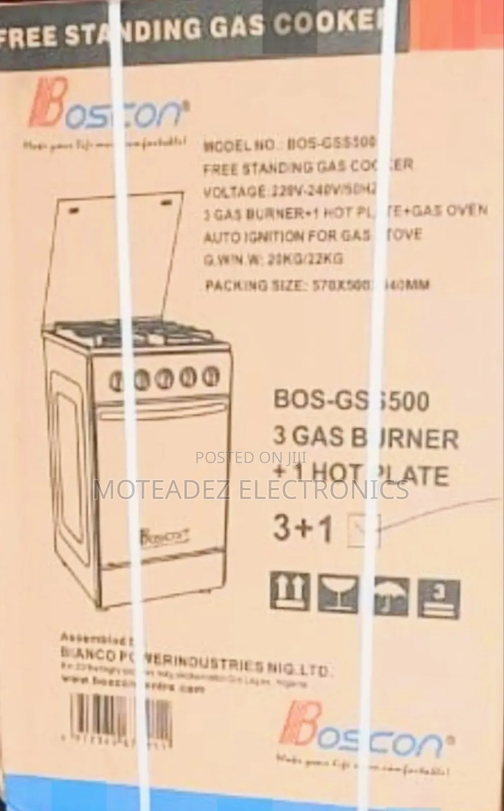 Boscon 3gas + 1hotplate Standing Gas Cooker With Oven