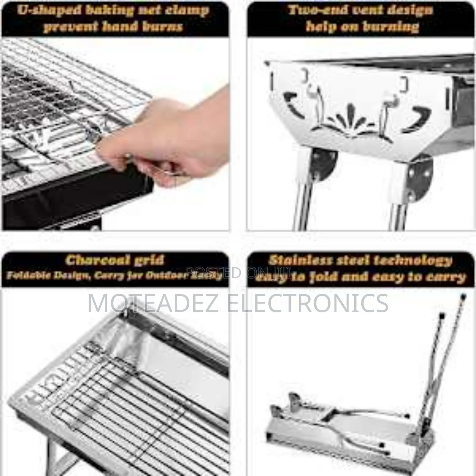 Foldable/Standing High Quality Stainless BBQ Charcoal Grill