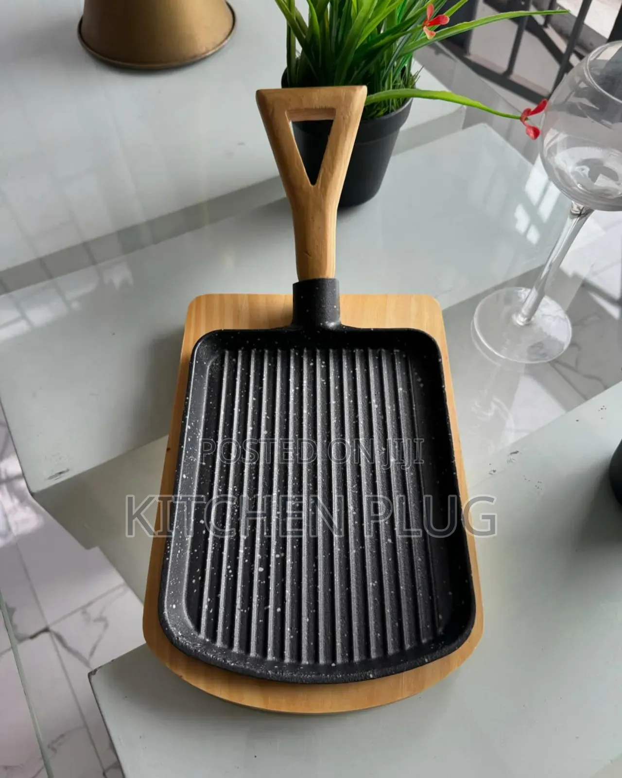 Cast Iron Griddle Pan, Likely for Grilling Food