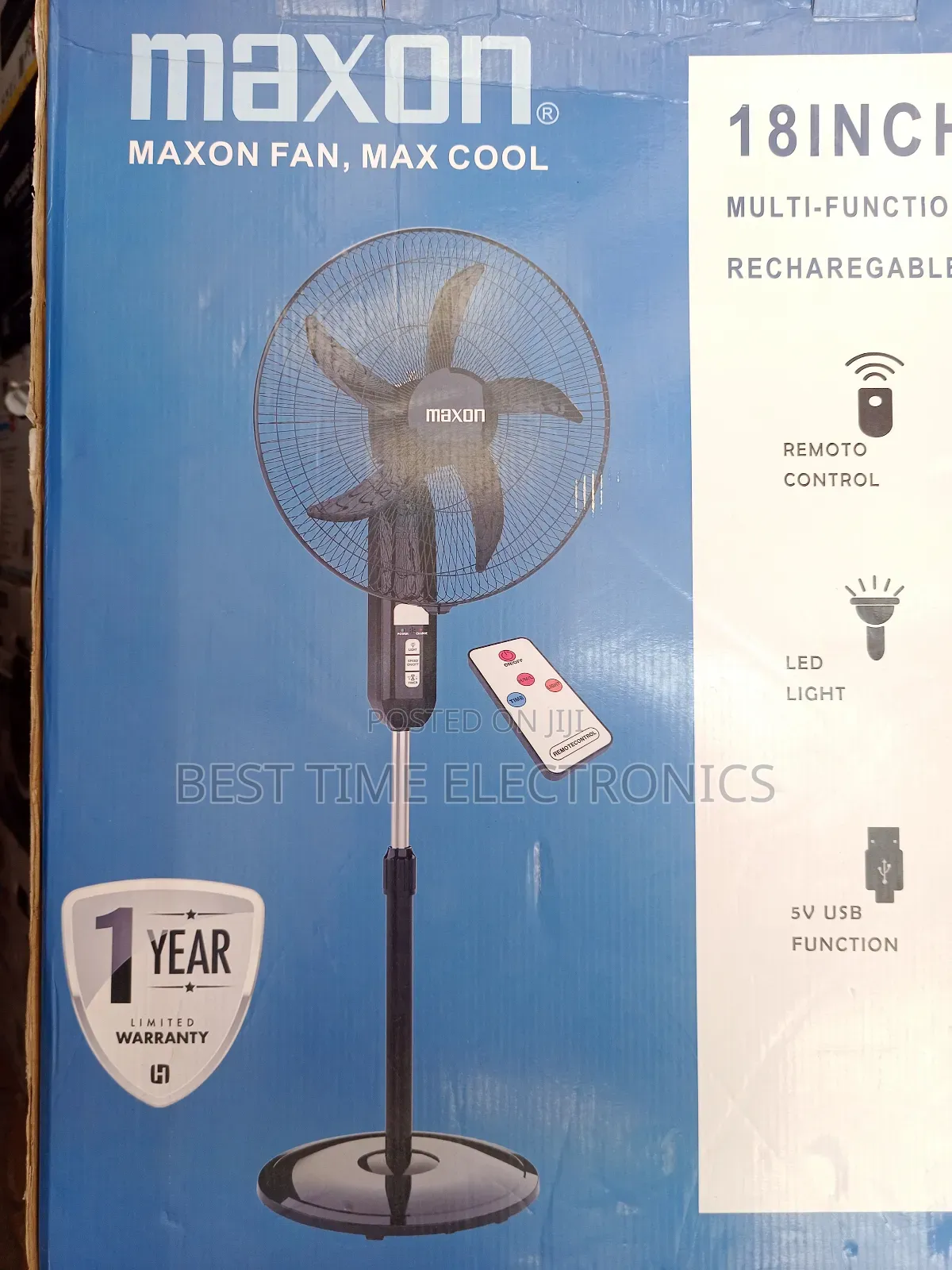 18" Original Maxon Rechargeable Stand Fan