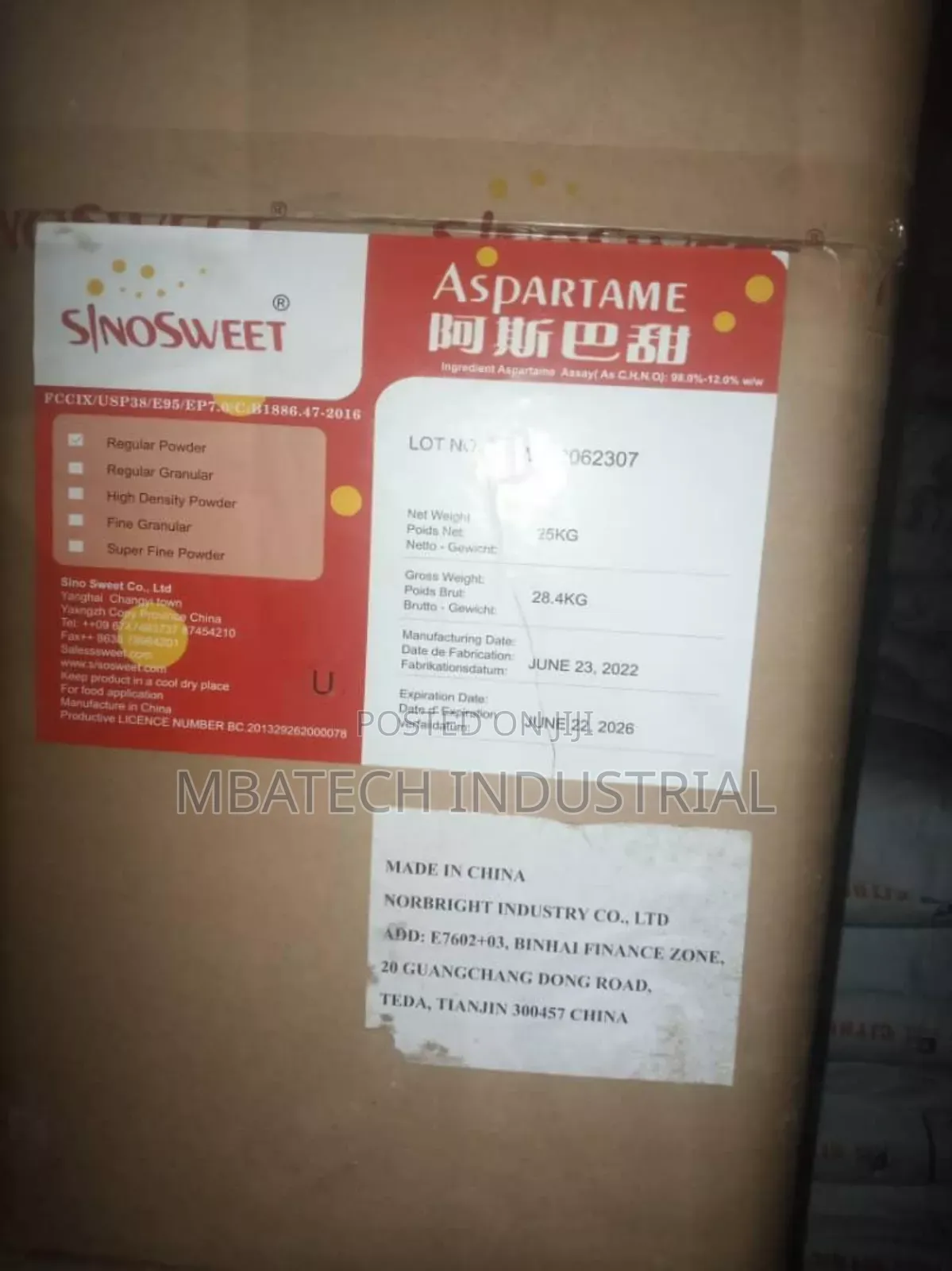 Aspartame Powder