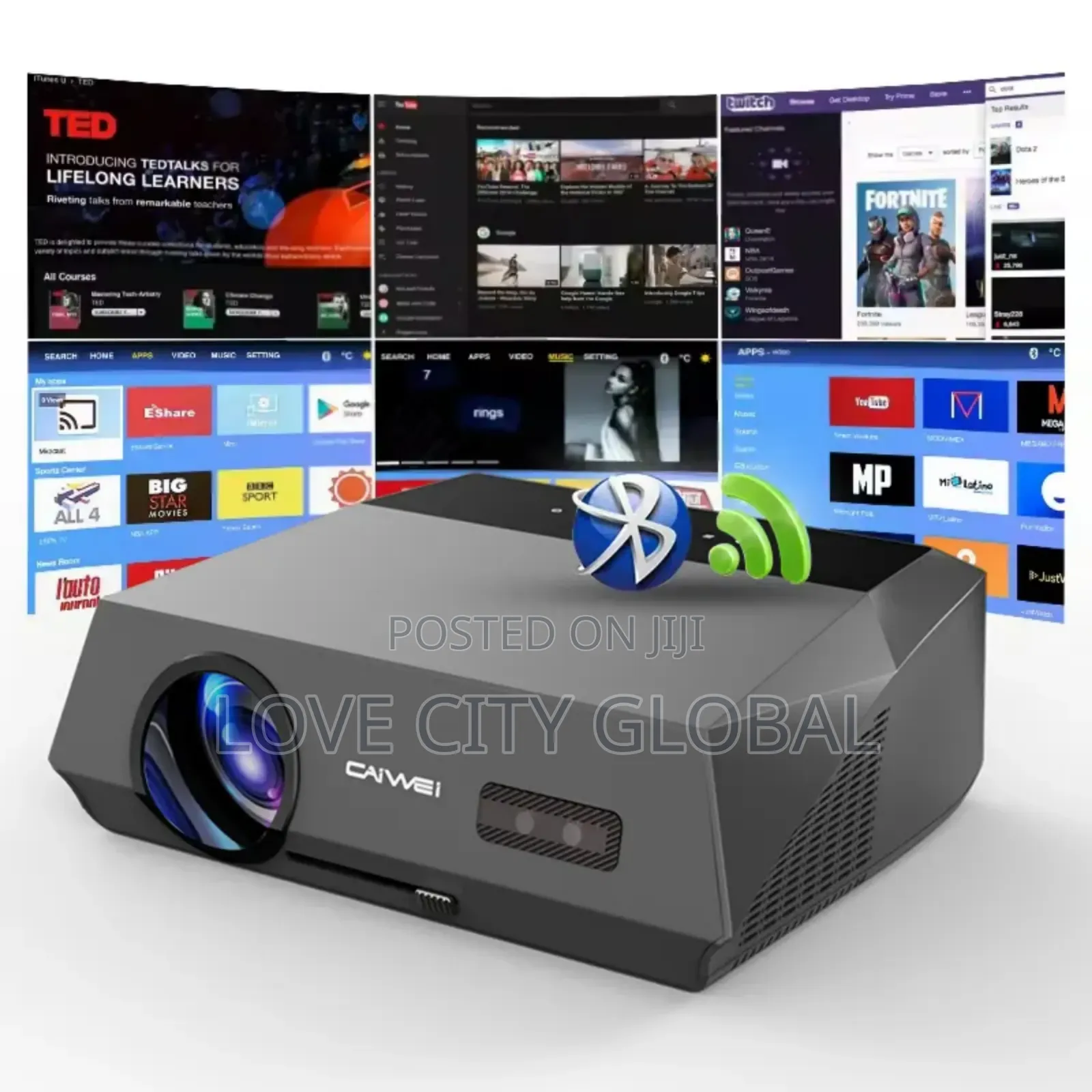 A10q Hd 300" Smart Bt 4/64gb Wifi Home Theatre Projector