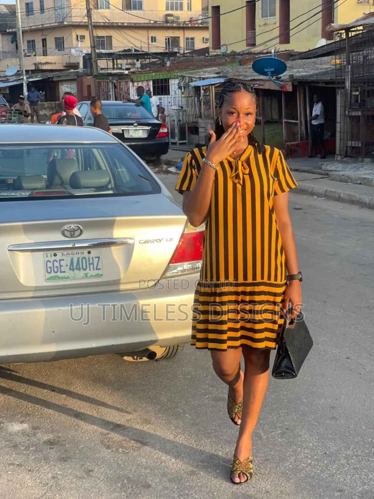 Yellow and Black Striped Gown