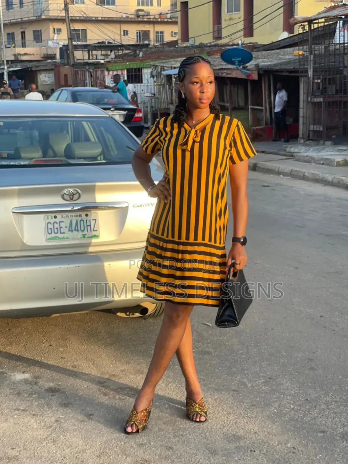Yellow and Black Striped Gown