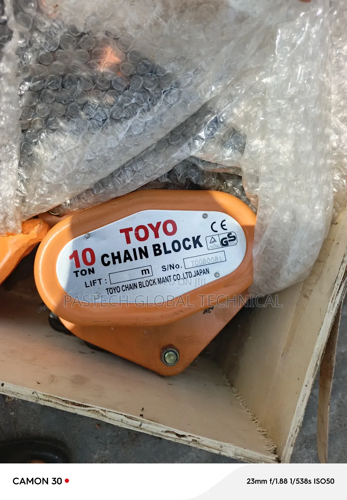 Toyo Chain Block 10-Ton X 6-Meter