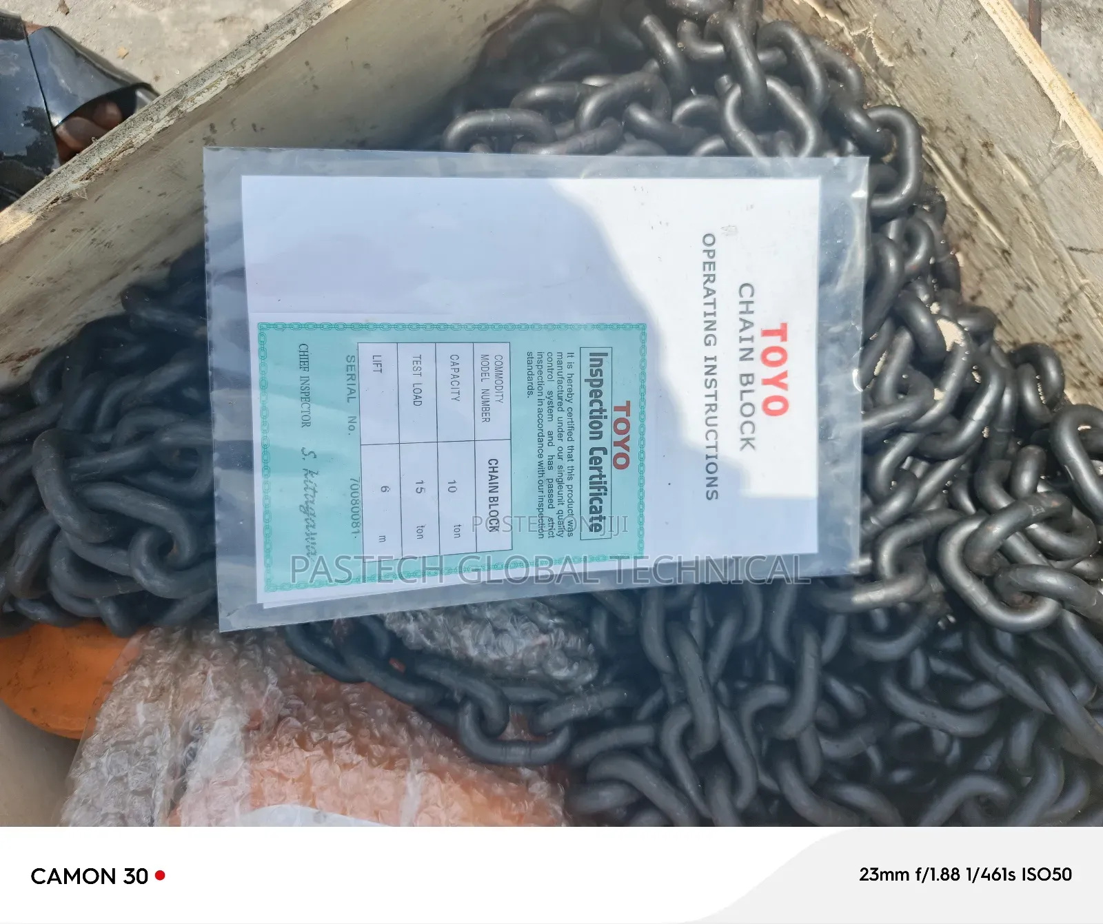 Toyo Chain Block 10-Ton X 6-Meter