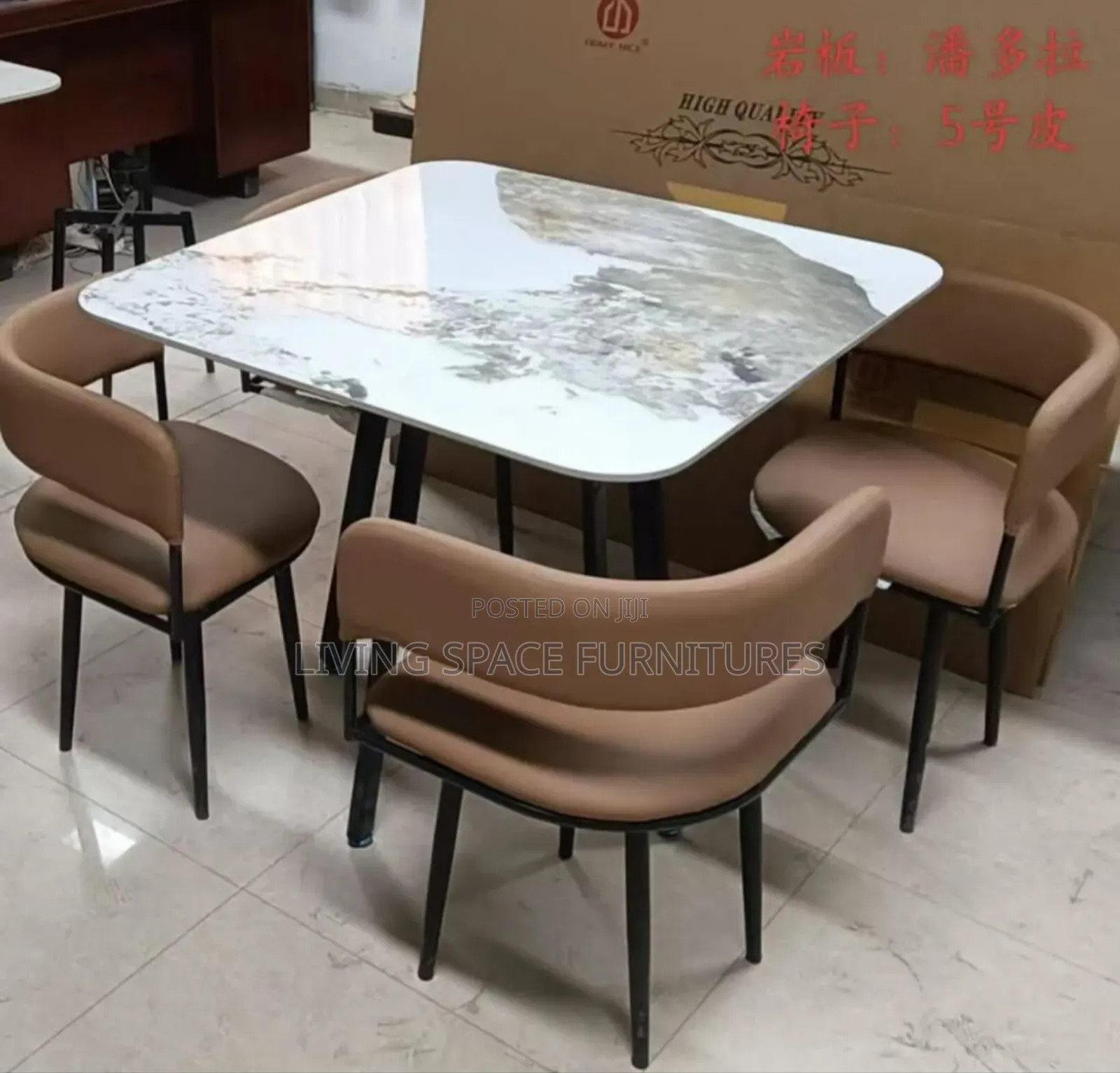 Marble Dining Set by 4 Chairs