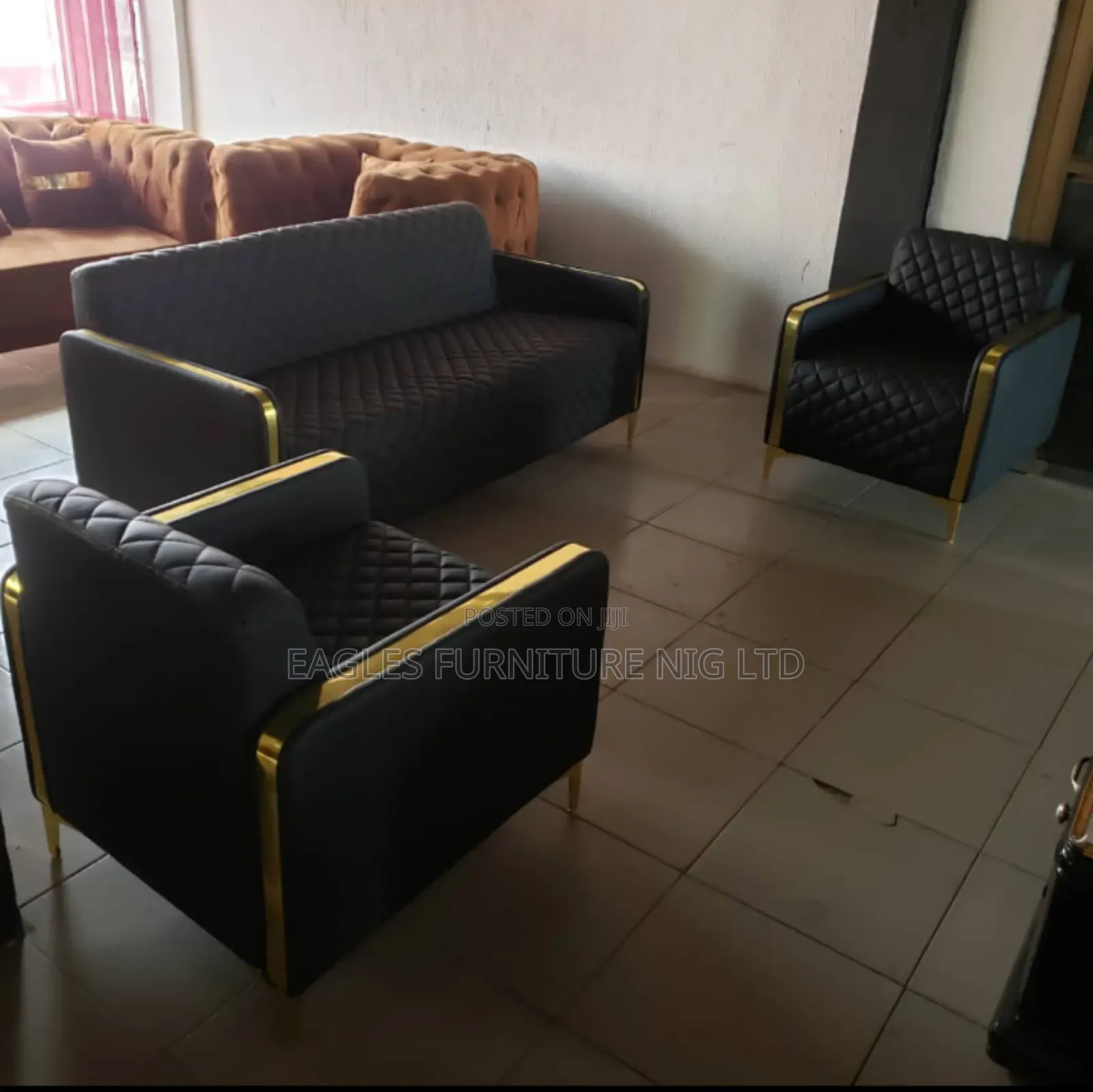 Pure Leather 5 Seaters Office Visitors Chair