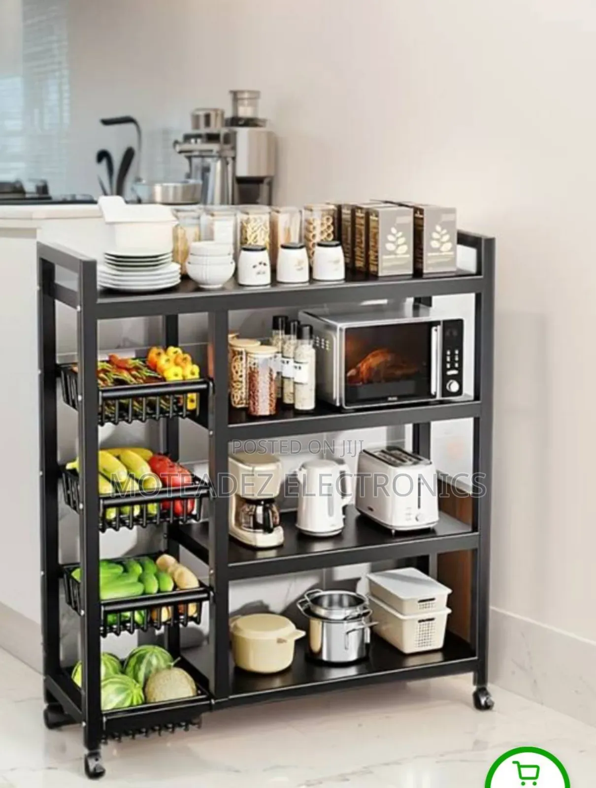 4 Layer/4 Baskets (80cm) Multipurpose Heavy Duty Movable Kitchen Rack
