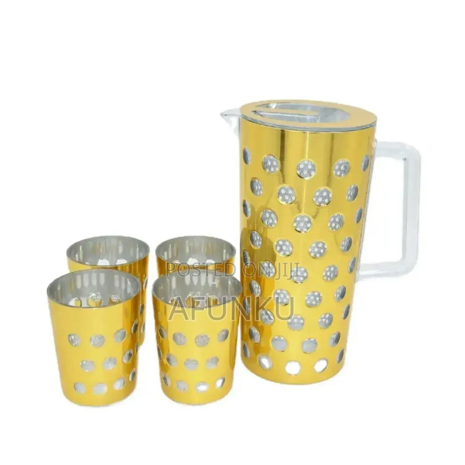 Gold Design Acrylic Water Jug With 4 Cups