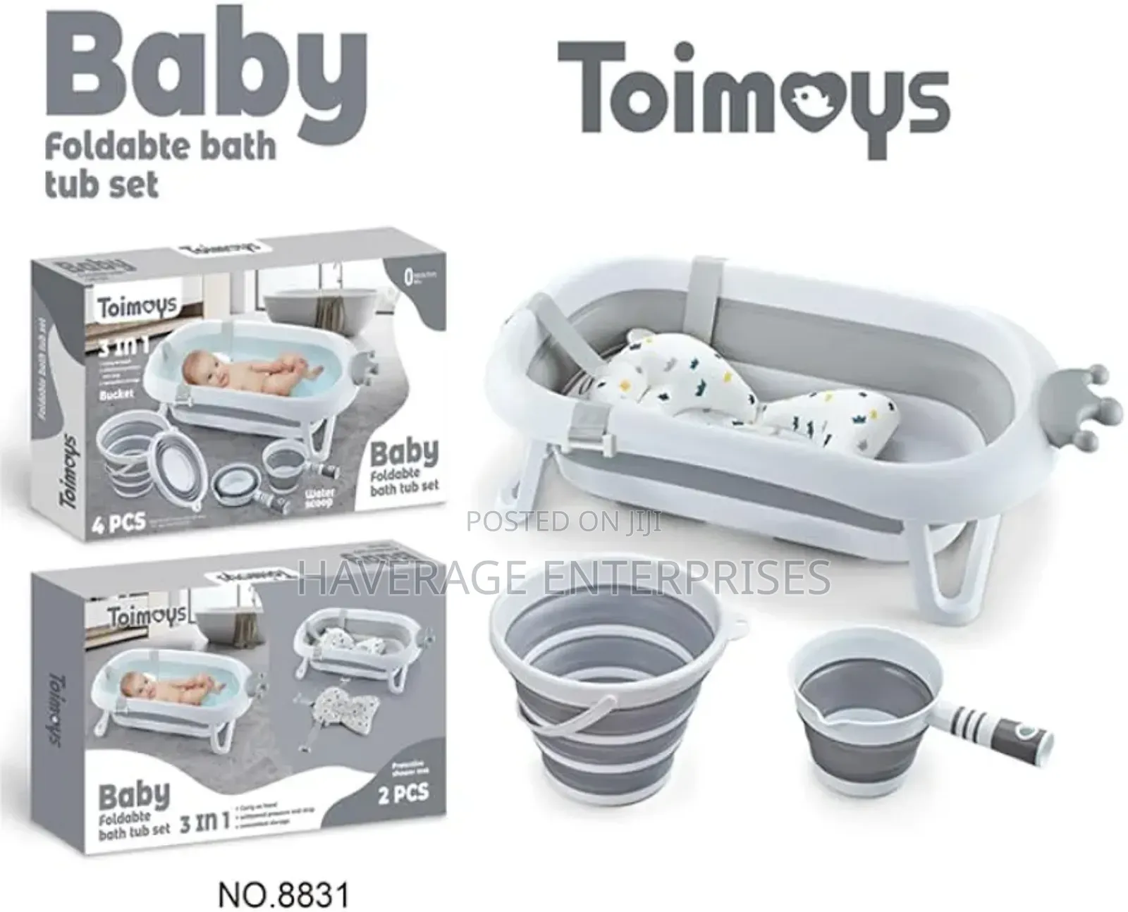 4 in 1 Toimoys Foldable Baby Bath Set Collapsible Bathtub