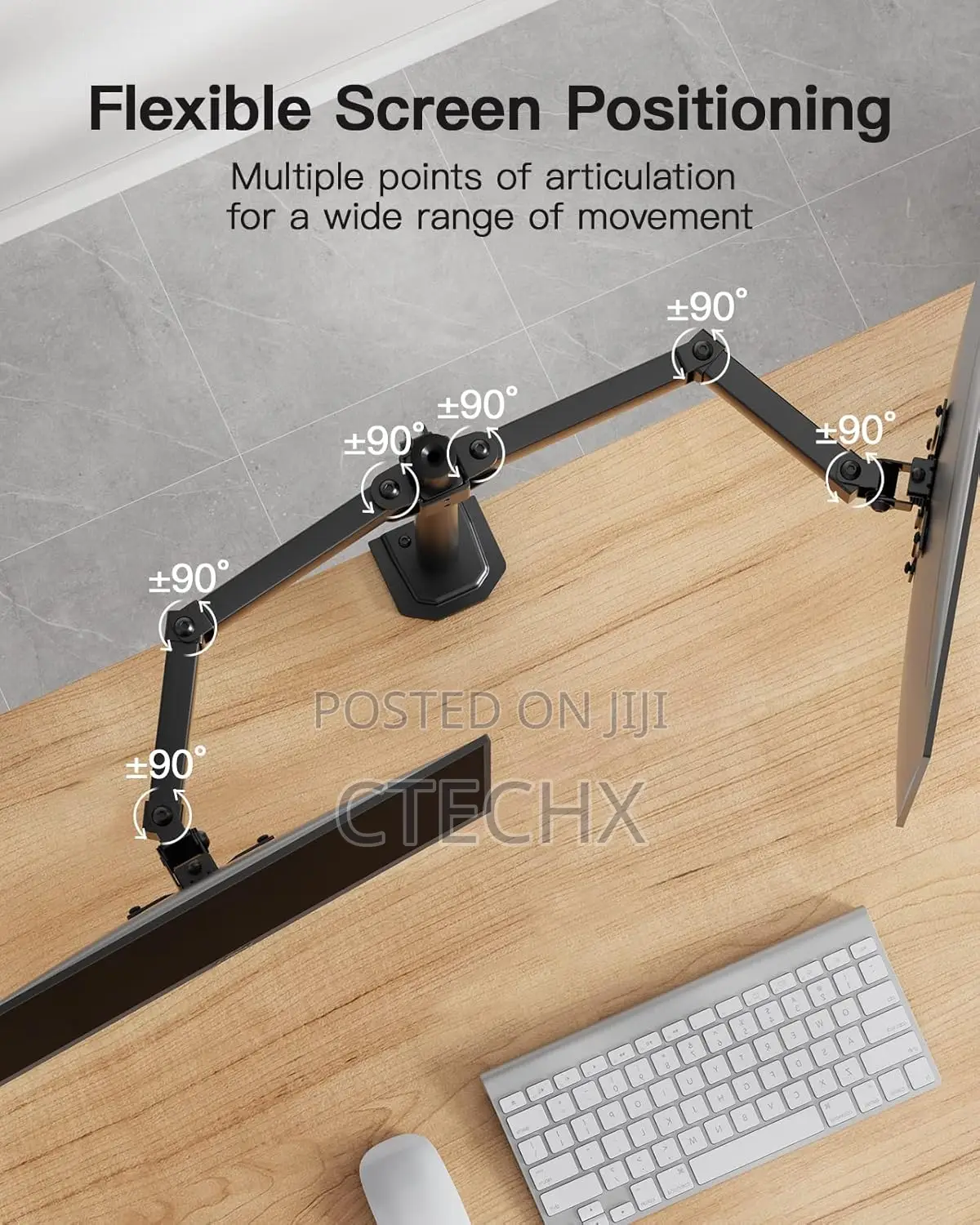 Huanuo Taller Dual Monitor Stand Long Arms for 13 to 32 Inch