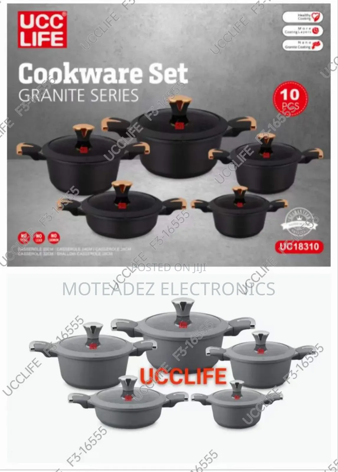 Ucc Life 10pcs Luxury Granite Series Non Stick Cookware Sets