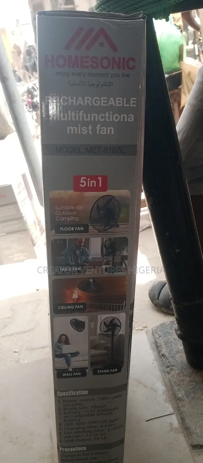 Mist Water Dc /Ac Solar Fan Home Sonic 18" Standing 38hours