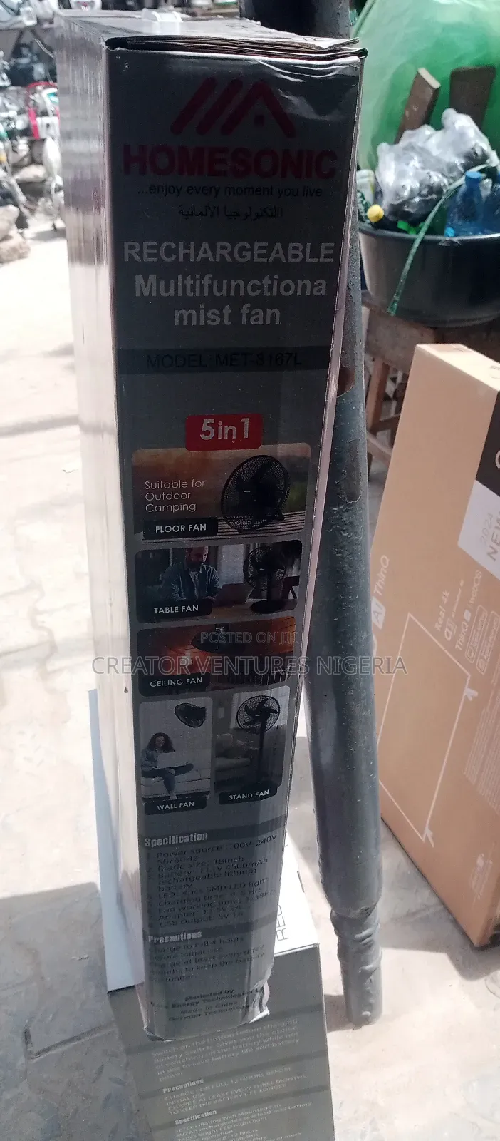Mist Water Dc /Ac Solar Fan Home Sonic 18" Standing 38hours