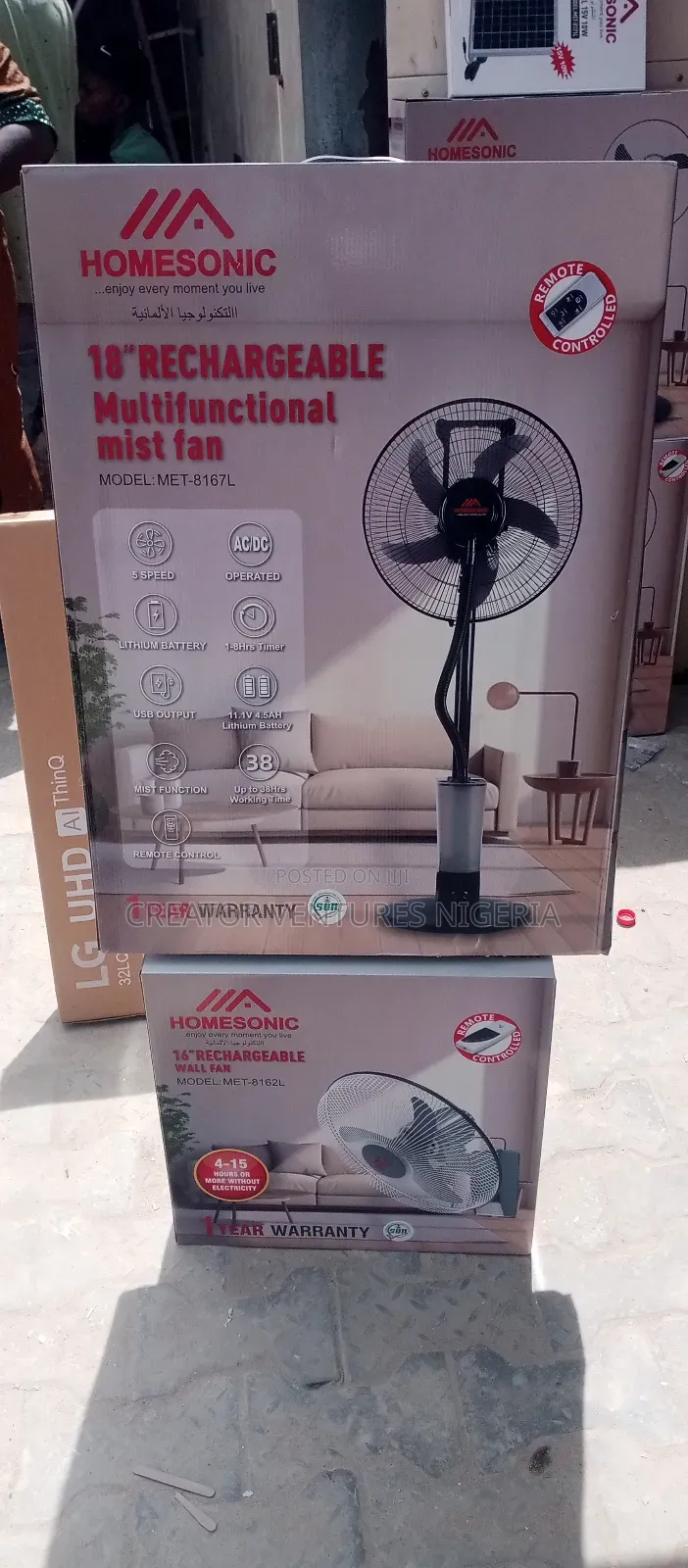 Mist Water Dc /Ac Solar Fan Home Sonic 18" Standing 38hours