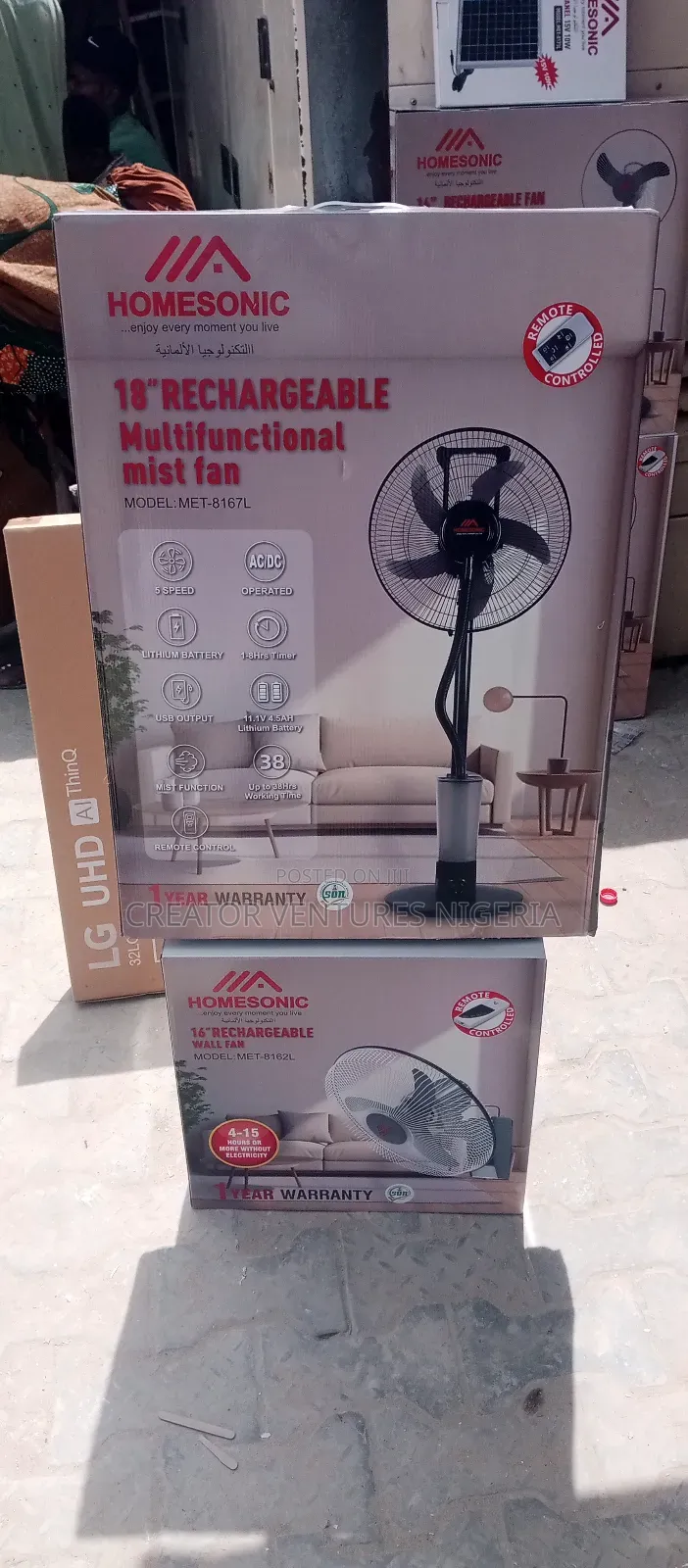 Mist Water Dc /Ac Solar Fan Home Sonic 18" Standing 38hours