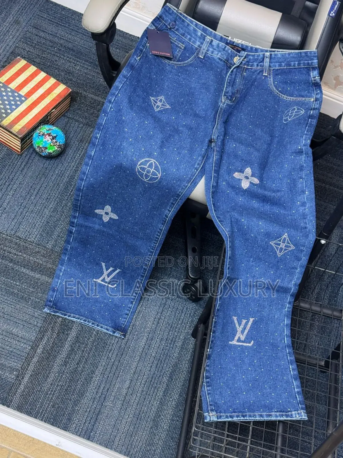 Original Luxury Men's Jeans Louis Vuitton Monogram Available