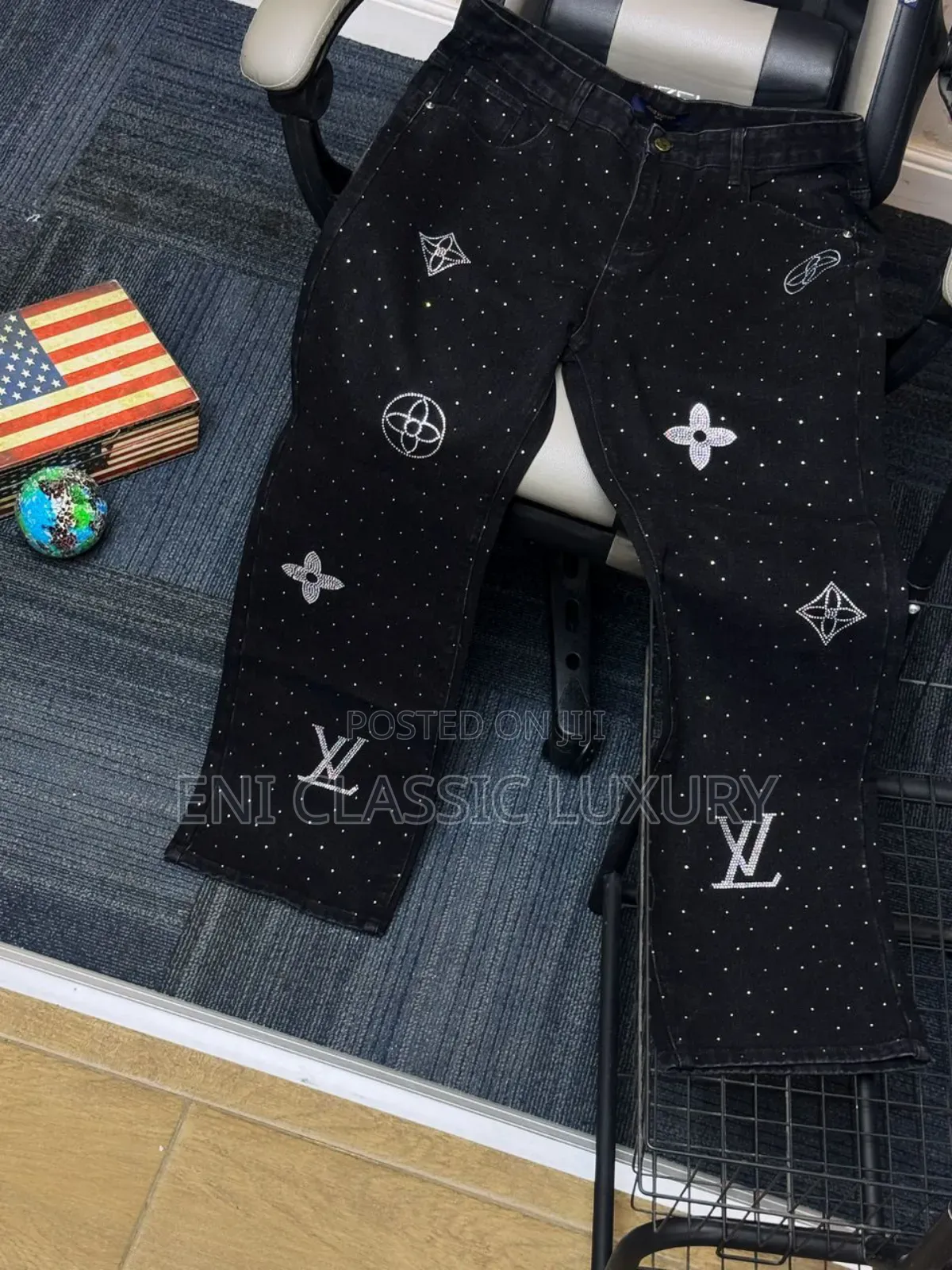 Original Luxury Men's Jeans Louis Vuitton Monogram Available