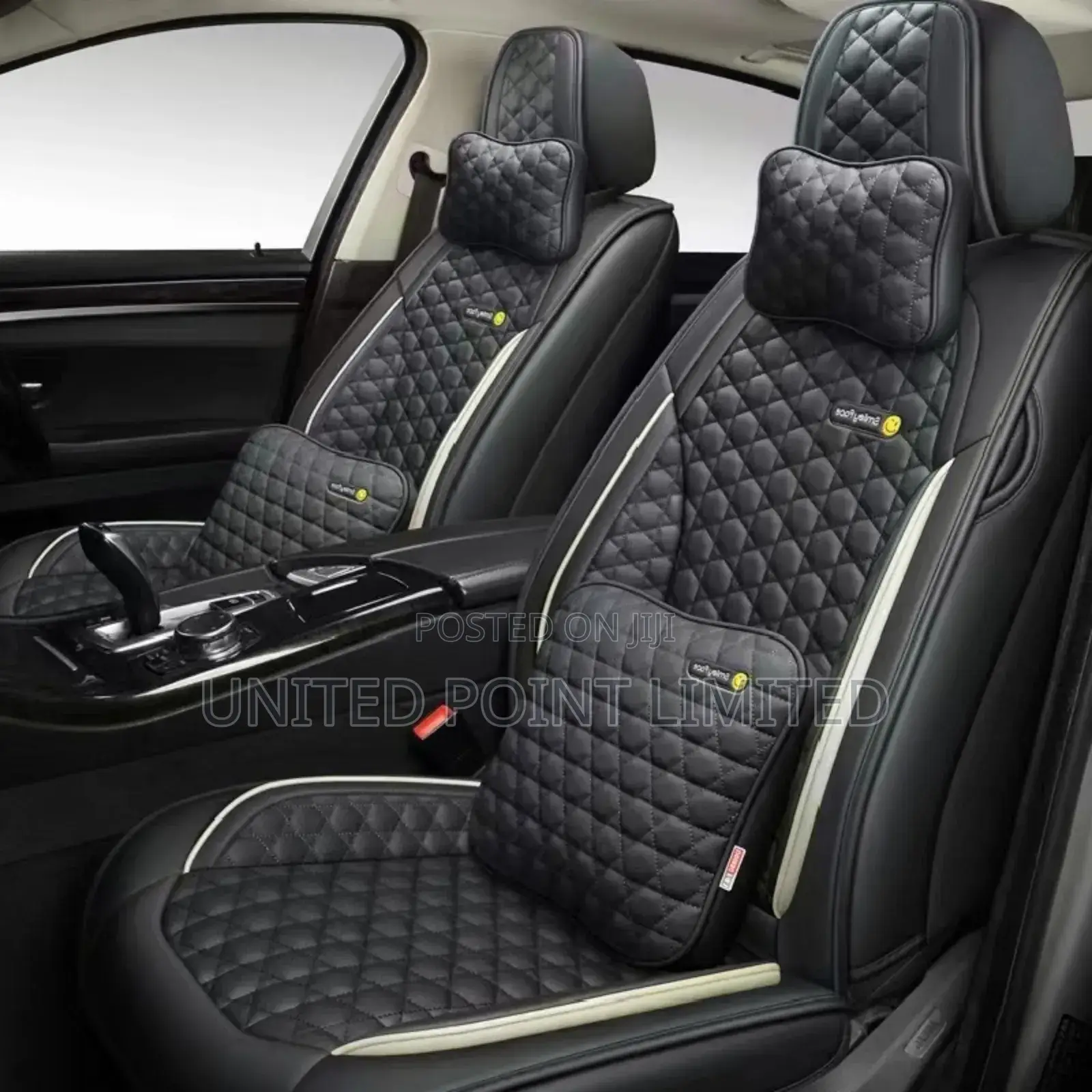 First Class Car Leather Seat Cover Black Cream