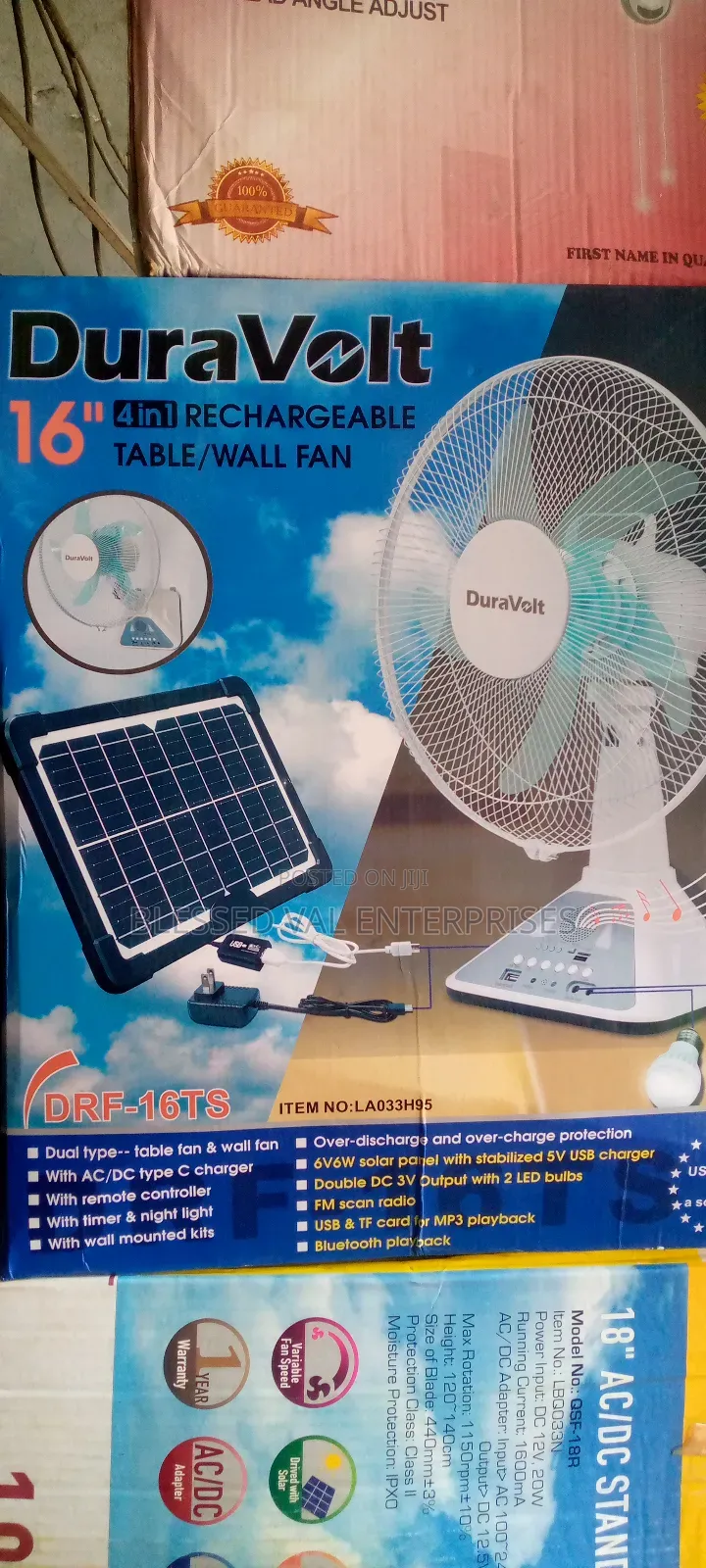16 Inches Solar Table Rechargeable Fan With Plan