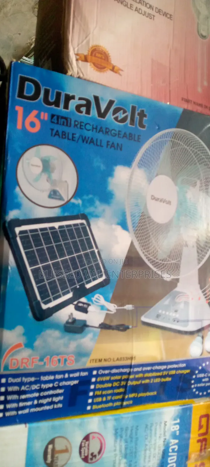 16 Inches Solar Table Rechargeable Fan With Plan