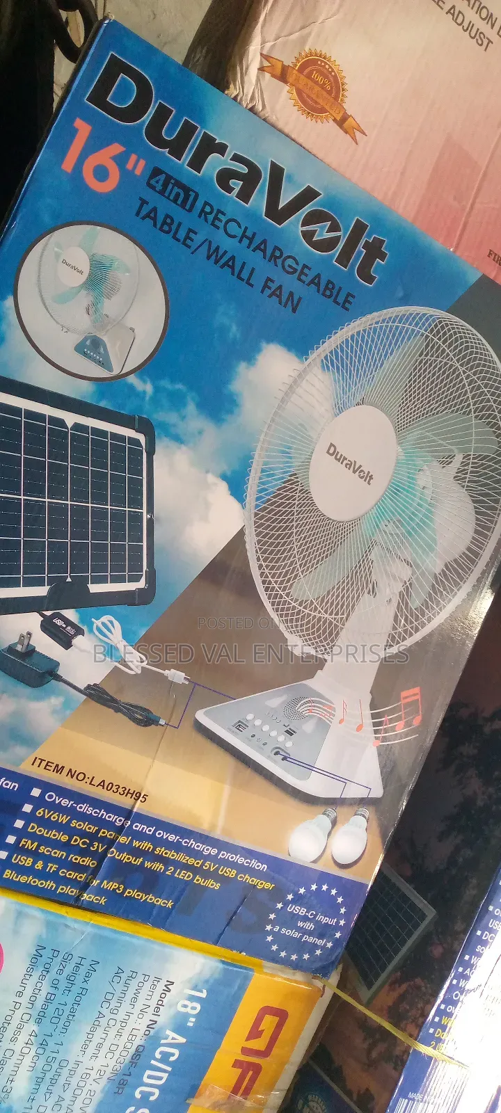 16 Inches Solar Table Rechargeable Fan With Plan