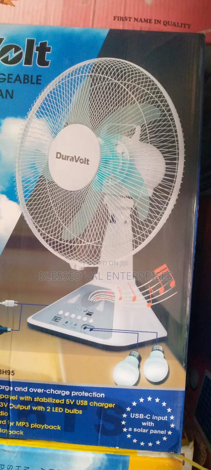 16 Inches Solar Table Rechargeable Fan With Plan