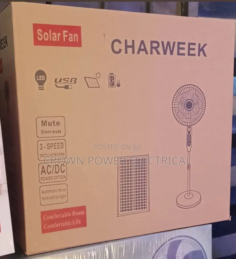 Charweek 16 Solar and Rechargeable Fan