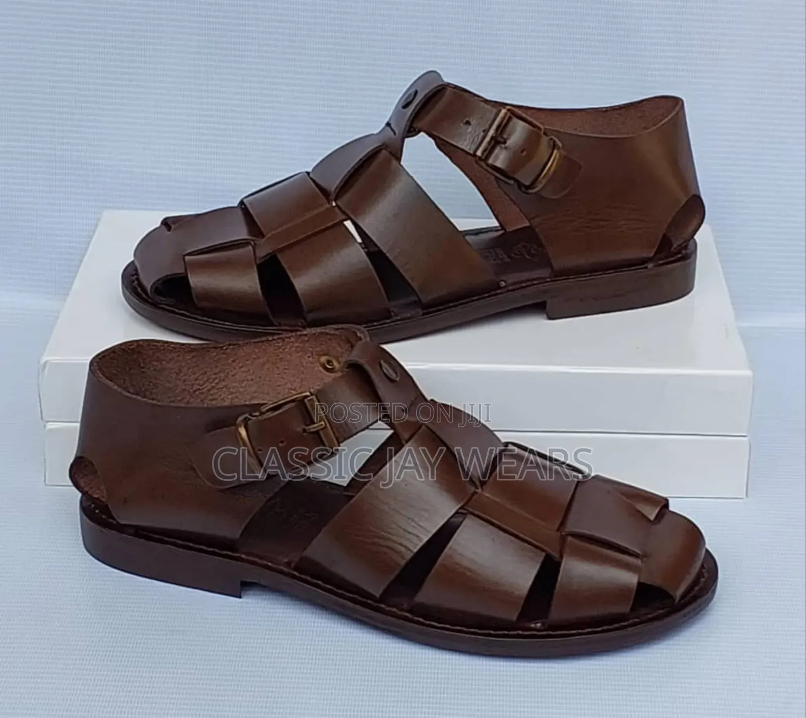 Real Leather Sole Italian Sandal in Black and Brown