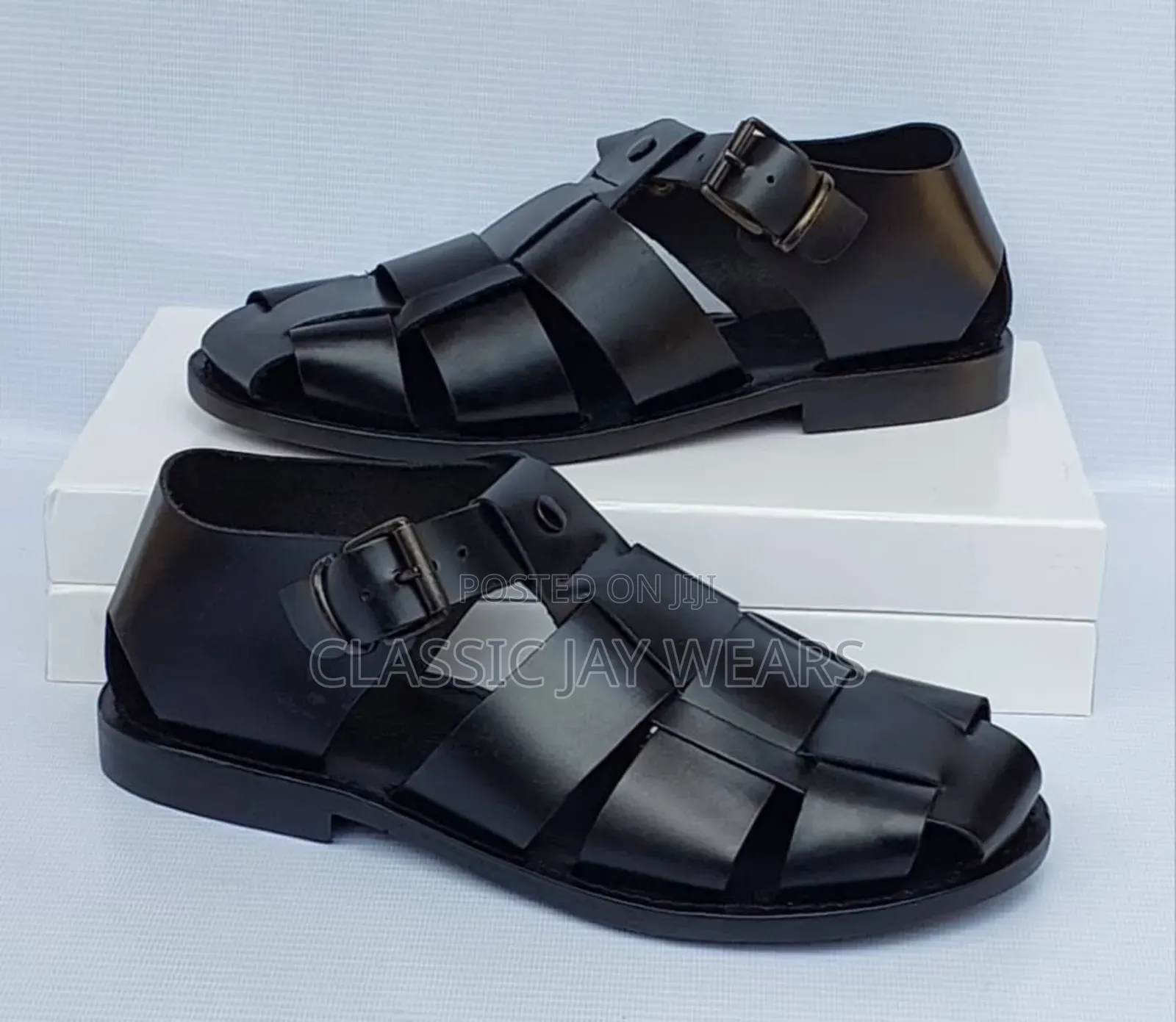 Real Leather Sole Italian Sandal in Black and Brown