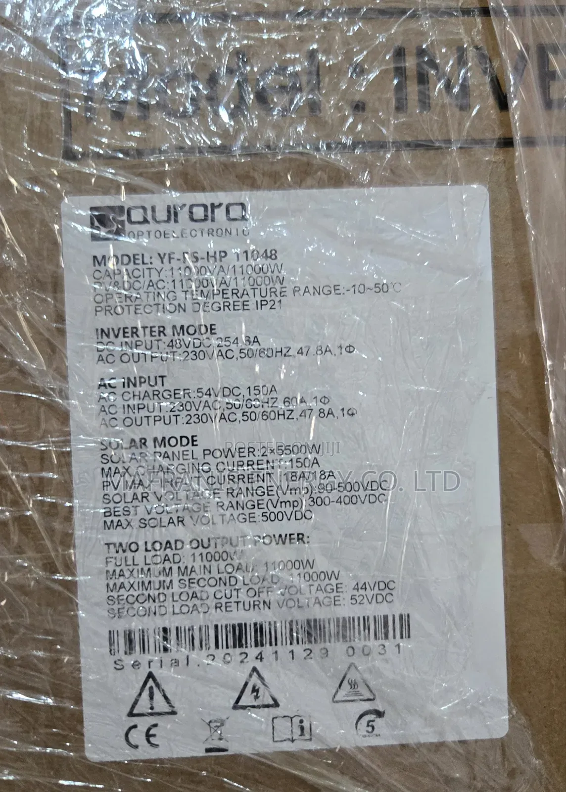 11kva Aurora Solar Pure Sinewave Hybrid Inverter