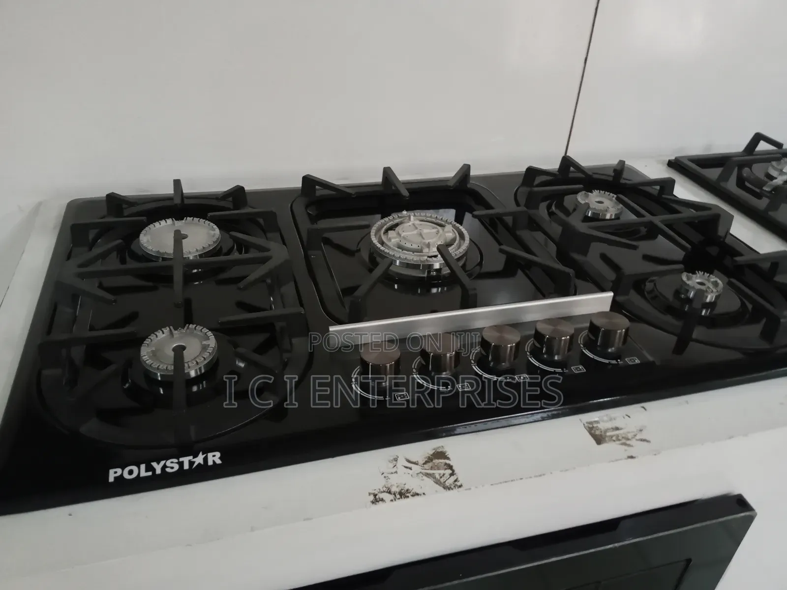 Polystar Black Stainless Steel5 Burner Built Gashub