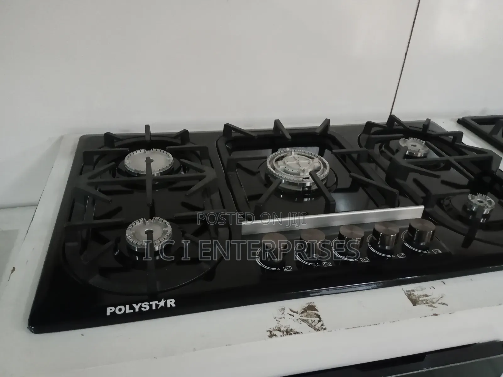 Polystar Black Stainless Steel5 Burner Built Gashub