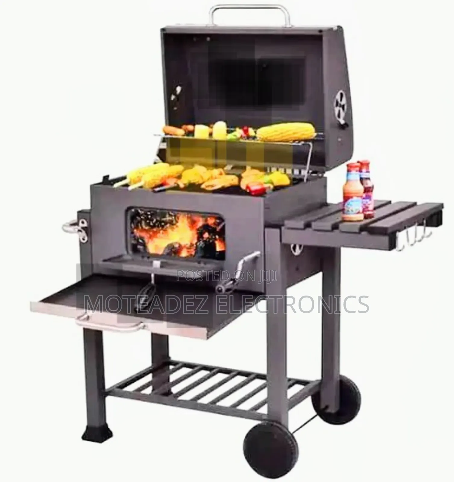 Heavy Duty Commercial Smokeless BBQ Charcoal Grill Trolley/Side Table