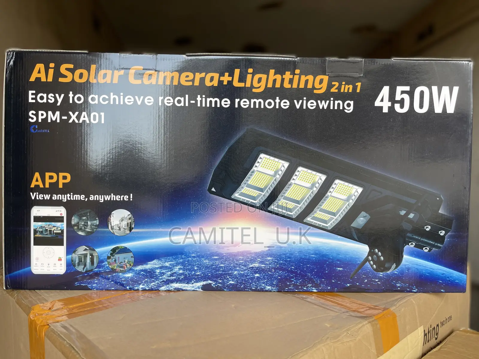 V380 Pro 4g Solar Street Light With CCTV Camera - 450w