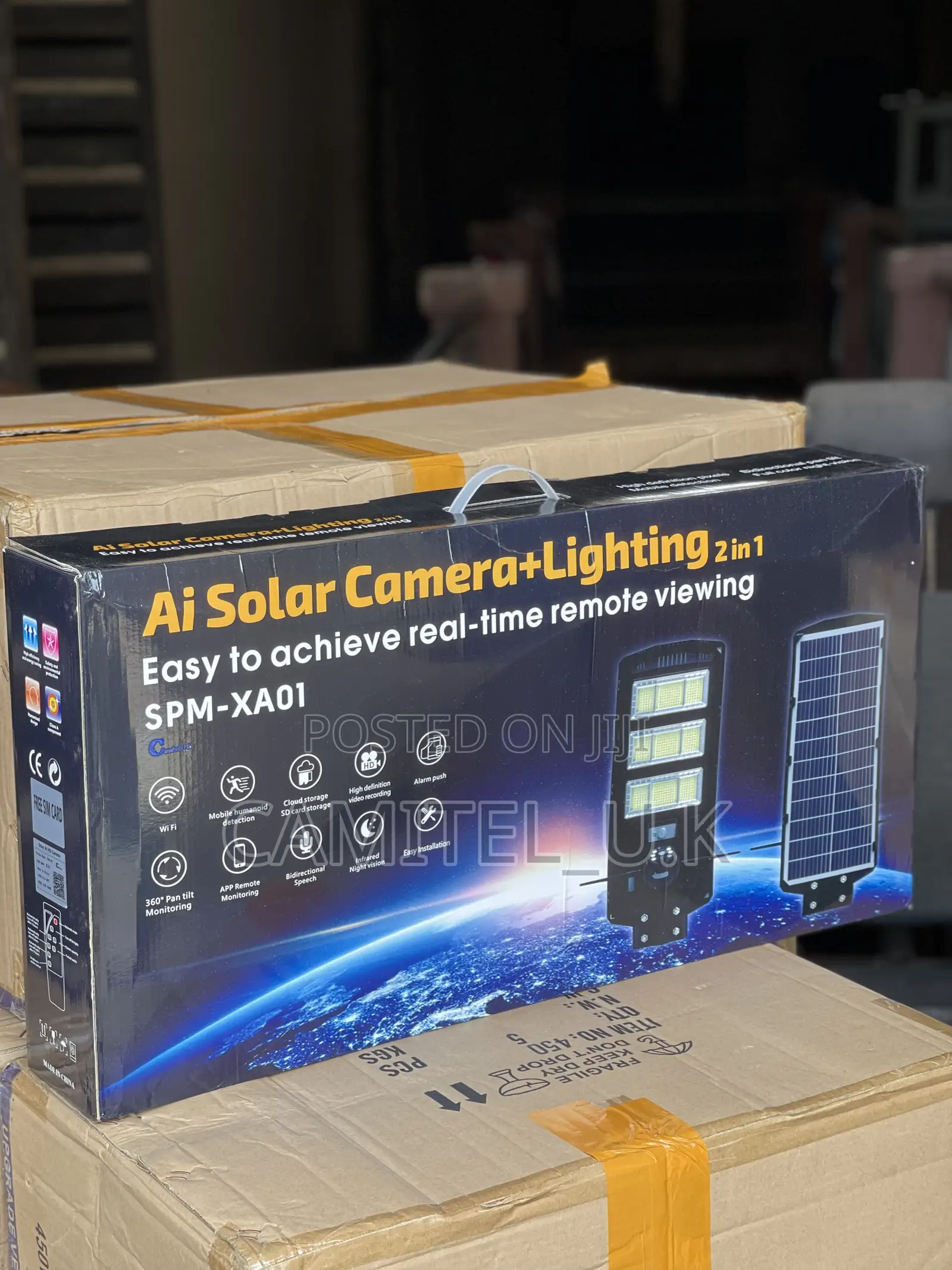 V380 Pro 4g Solar Street Light With CCTV Camera - 450w