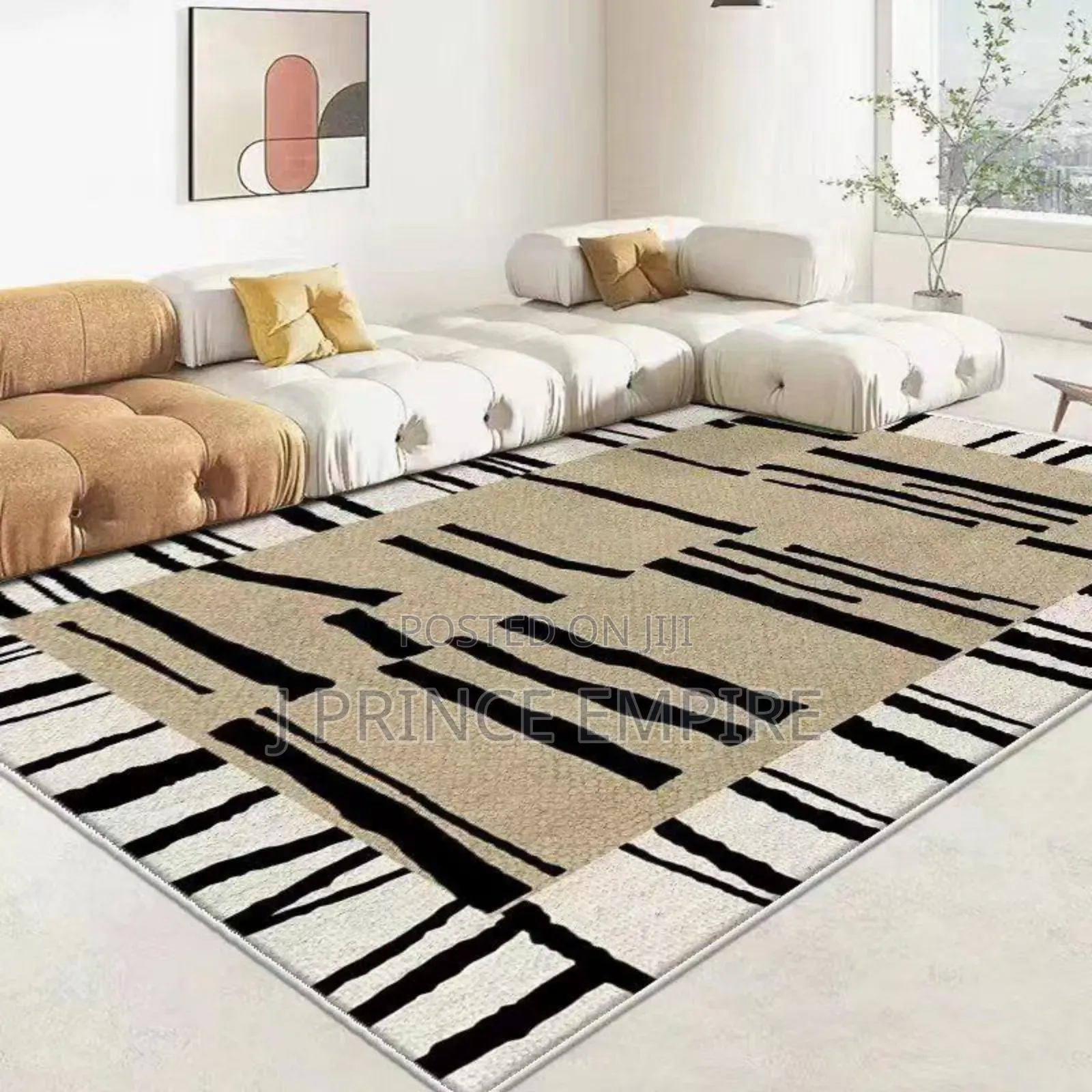 Geometric Abstract Pattern Art Area Rug, Non-Slip Kids Rugs
