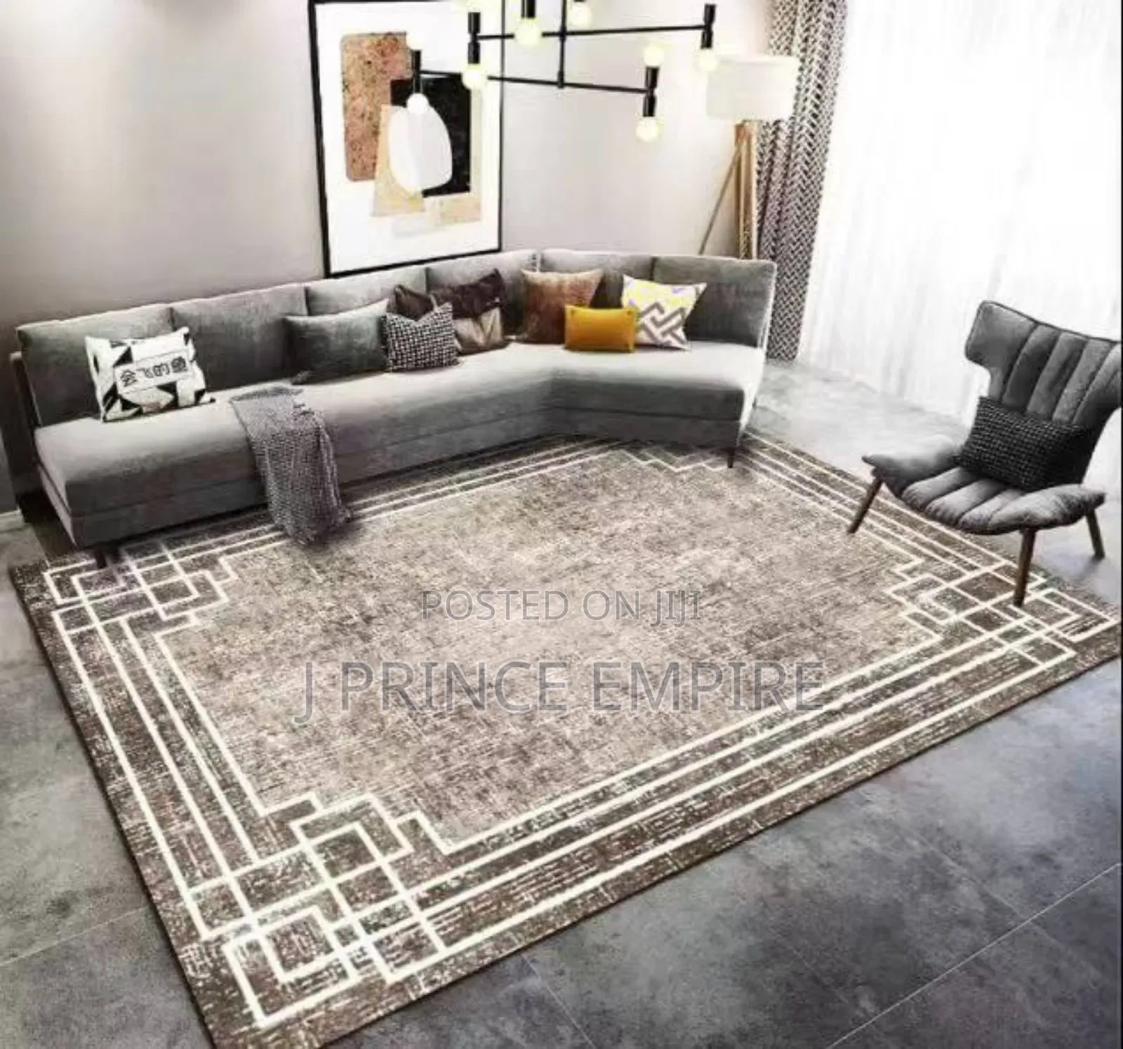 Geometric Abstract Pattern Art Area Rug, Non-Slip Kids Rugs