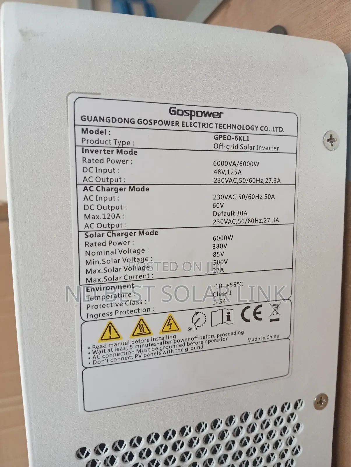 6kva /48v Gospower Hybrid Inverter