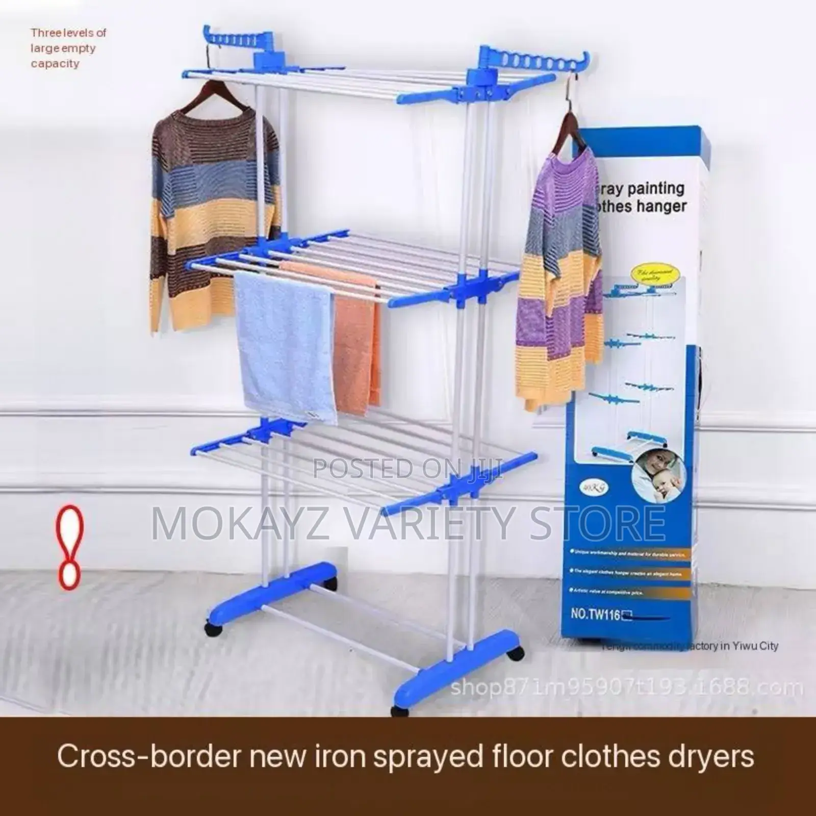 3 Layers Clothes Hanger With Wheels (50kg)