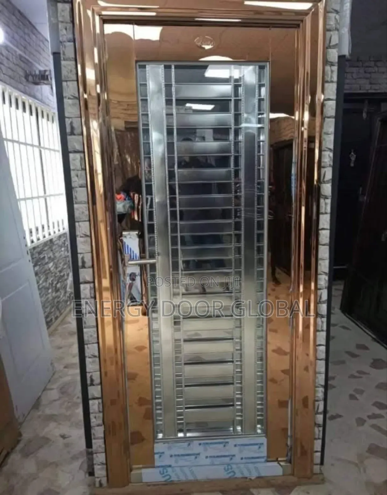 4ft/7ft Rose Gold Stainless Interior Durable Glass Door