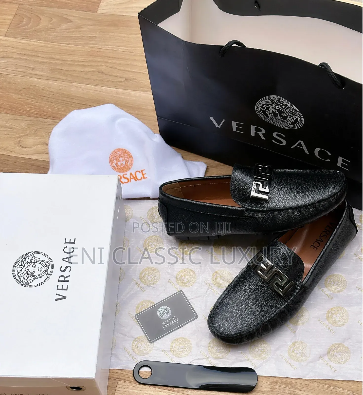 Pure Quality Luxury Leather Loafers Shoes Versace Available