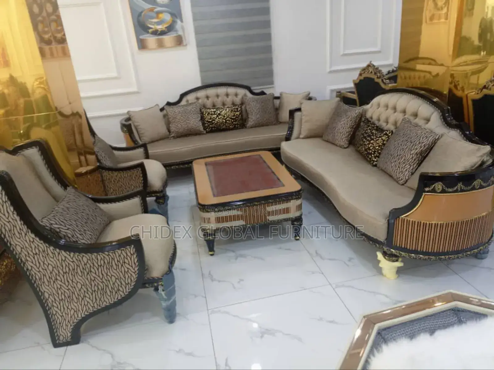 Turkish Sofa Chair With Center Table and Stools