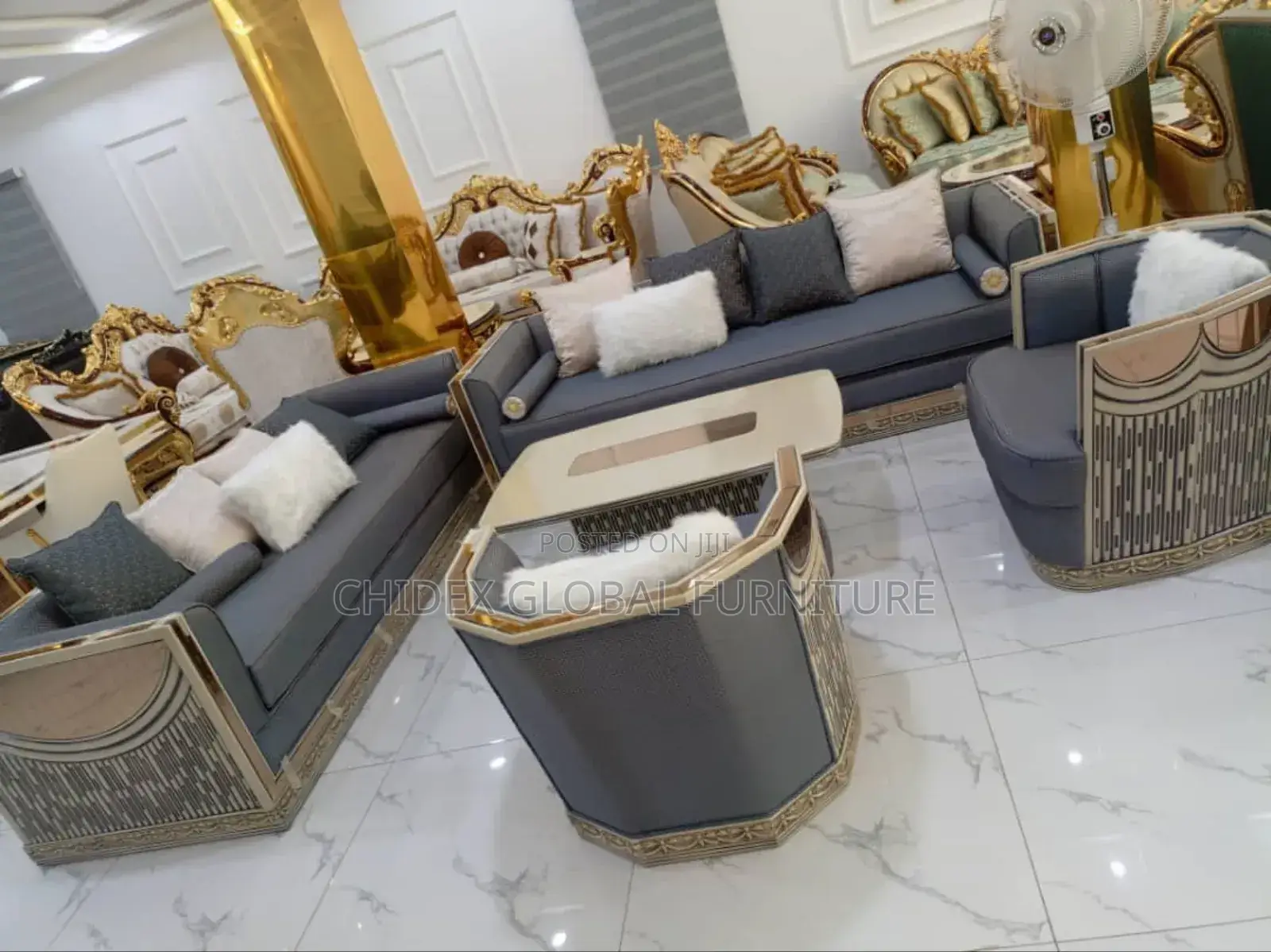 Turkish Sofa Chair With Center Table and Stools