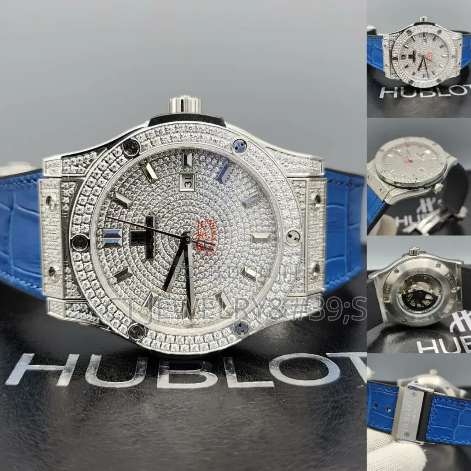 Nice Hublot Geneva Ice Diamond Bezel Stones Quality Leather